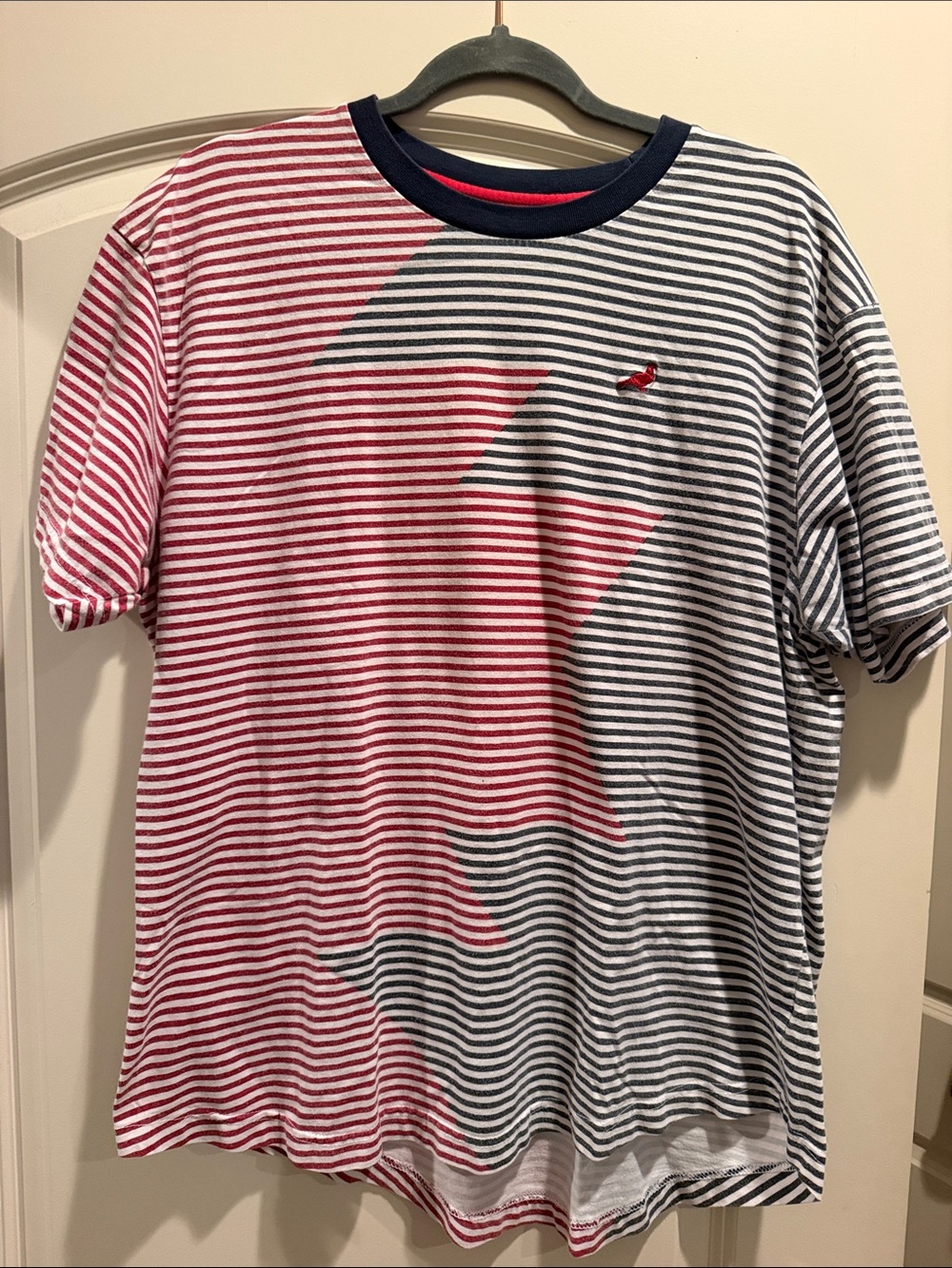 Staple Striped Short-Sleeve Tee in Red, Navy & White